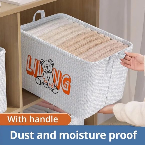 1pc Household Foldable Clothes and Miscellaneous Items Storage Basket With Draws - Picture 12 of 12